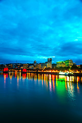 Image showing Downtown Portland cityscape at the night time