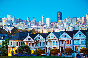 Image showing San Francisco cityscape as seen from Alamo square park