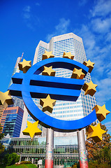 Image showing Euro sign in front of the European Central Bank building