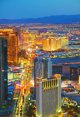 Image showing Overview of downtown Las Vegas in the night