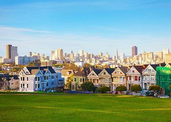 Image showing San Francisco cityscape as seen from Alamo square park