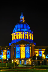 Image showing San Francisco city hall at night time