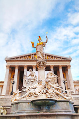 Image showing Sculptures in front of the austrian parliament building (Hohes H