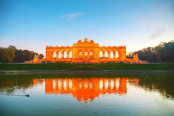 Image showing Gloriette Schonbrunn in Vienna at sunset