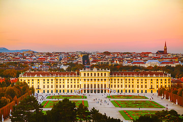 Image showing Schonbrunn palace at sunset