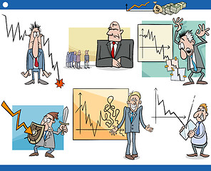 Image showing business cartoon crisis concepts set