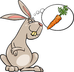 Image showing rabbit dream about carrot cartoon