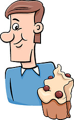 Image showing man with cupcake cartoon