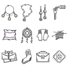 Image showing Black line icons vector collection for handmade items