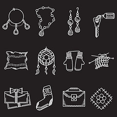 Image showing White line vector icons for handmade items