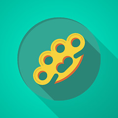Image showing Brass knuckles flat color vector icon