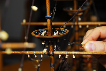 Image showing Making wooden boat