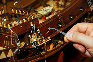 Image showing Making wooden boat