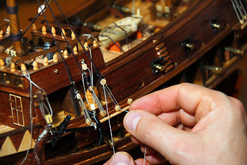 Image showing Making wooden boat