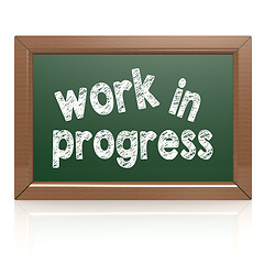 Image showing Work in progress words on a chalkboard