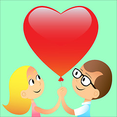 Image showing boy girl ball red heart