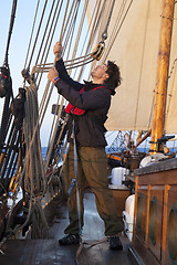 Image showing Young sailor at work