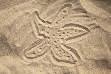 Image showing Starfish drawn in the sand