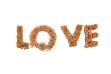 Image showing love from bread alphabet 