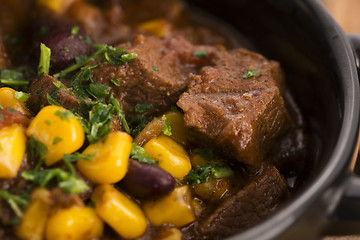 Image showing Tasty winter traditional hot pot stew with meat and vegetables 