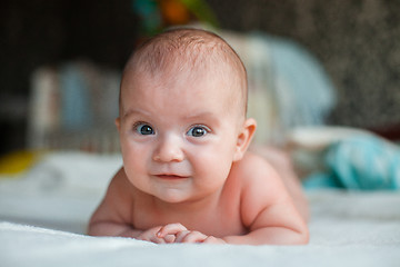 Image showing Cute little baby on blanket