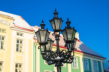 Image showing Beautiful street lamp on the background of old buildings