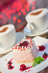 Image showing heart-shaped valentine cake