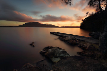 Image showing Queens Lake Nature Reserve at Sunset