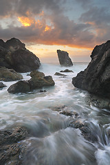 Image showing Ocean flows through the channel at Lighthouse Beach Port Macquar