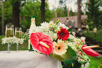 Image showing Wedding ceremony in a beautiful garden.