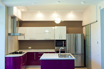 Image showing Interior shot of big modern kitchen