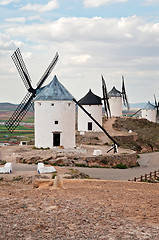 Image showing Traditional windmills in Consuegra, Spain