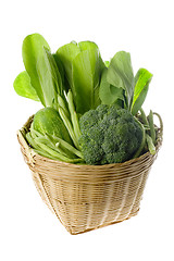 Image showing Basket of green vegetables

