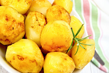 Image showing Potatoes fried on plate with napkin