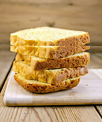 Image showing Bread wheat homemade slices on board