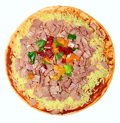 Image showing Uncooked Hawaiian pizza

