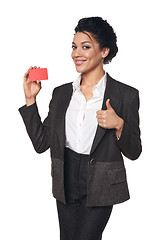 Image showing Business woman showing blank credit card