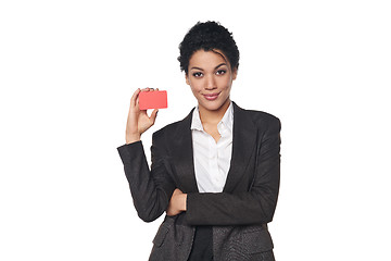 Image showing Business woman showing blank credit card