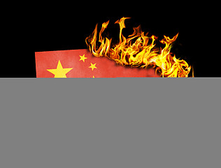 Image showing Flag burning - China