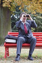 Image showing Businessman with binoculars