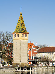 Image showing Lindau harbor with buildings