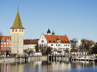 Image showing Lindau harbor with buildings