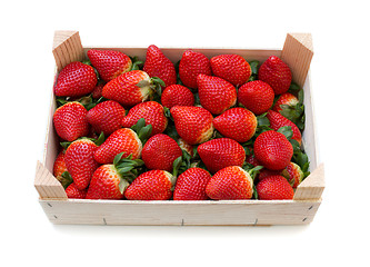 Image showing Strawberries with a wooden box.