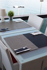 Image showing table setting sea view