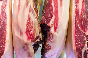 Image showing Ham, Prosciutto at Meat Market, Barcelona