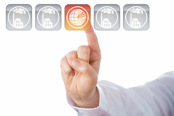 Image showing Index Finger Highlighting Geothermal Energy Icon