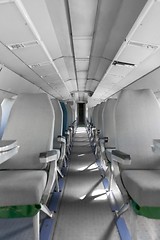 Image showing Interior of an airplane with many seats