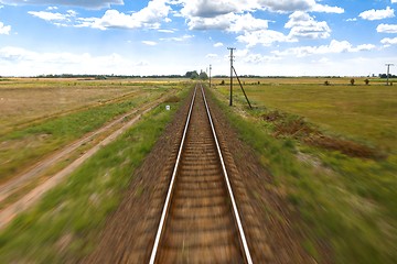 Image showing Cargo trains in old train depot