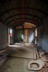 Image showing Messy vehicle interior of a train carriage