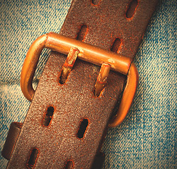 Image showing vintage leather belt with buckle